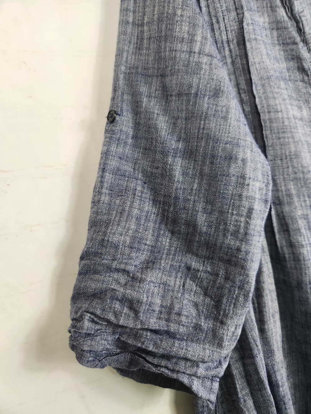 CP Shades Regina Chambray Blue Cotton Tunic Top Large Boho Lagenlook - Picture 8 of 12